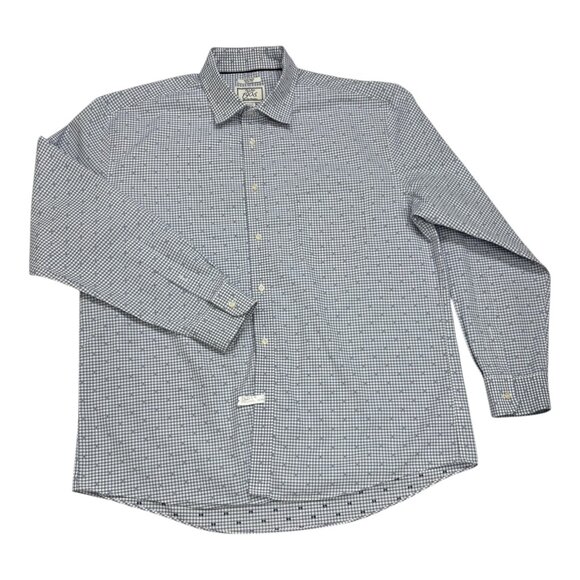 Jos A Bank Non Iron Manatee Gingham Dot Slim Fit Dress Shirt - Picture 6 of 6